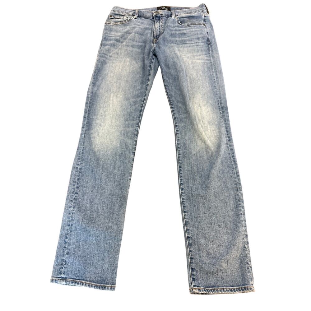 7 For All Mankind Adiren Straight Leg Denim Jeans Light Wash Men 33 x 32